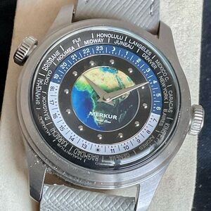 Rare EUC Automatic Merkur World Time Two Crowns